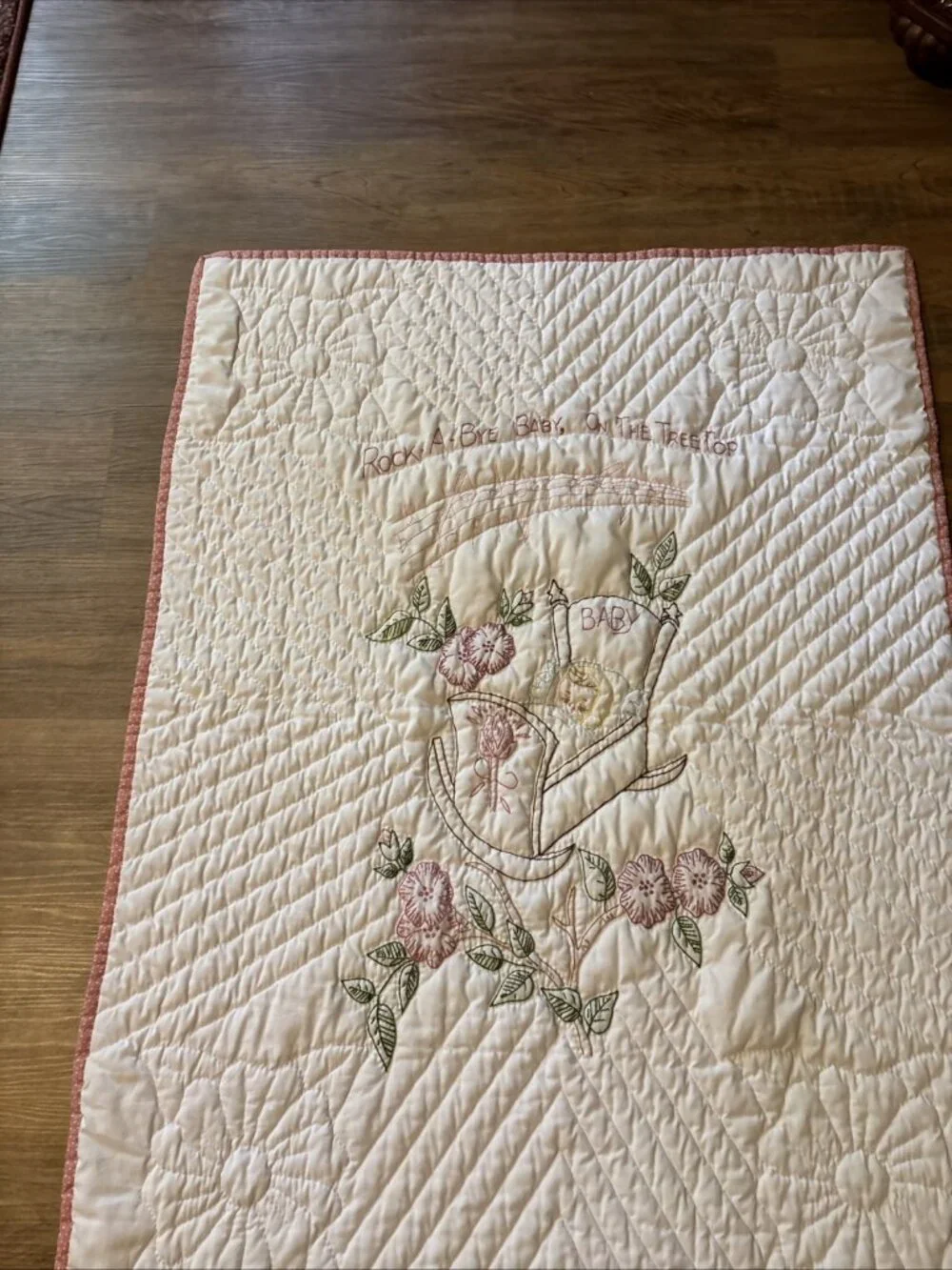 Embroider Baby Girl Blanket Rock A Bye Baby Size Crib